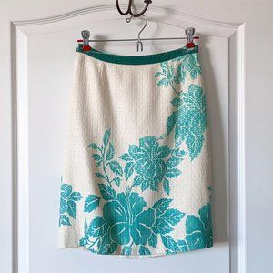 Tori Richard Teal and Cream Floral Skirt, size 4